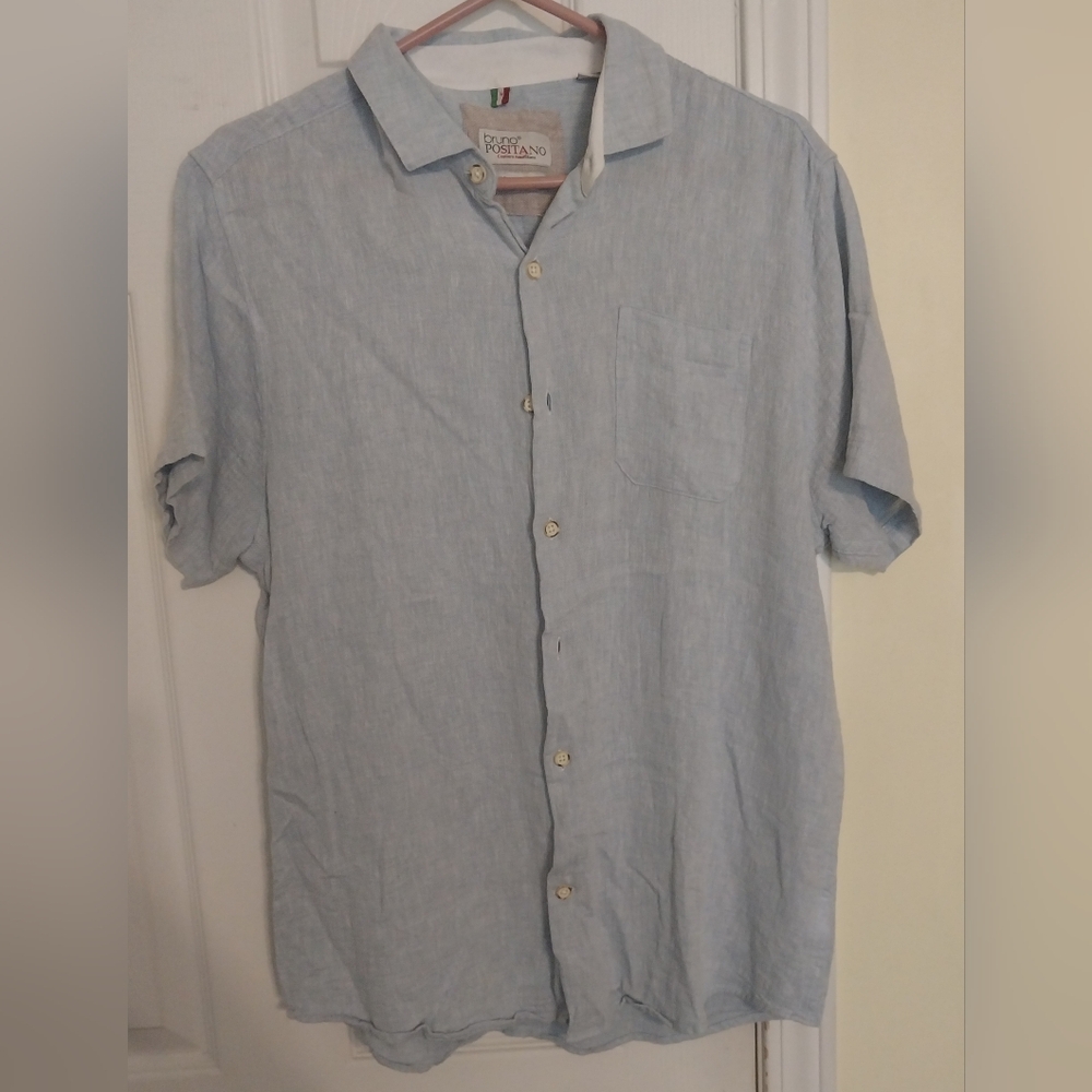 Mens SS Button Down Linen Shirt Size Medium
